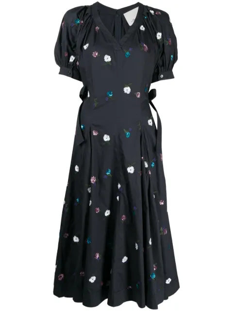 3.1 Phillip Lim floral-embroidered puff-sleeved dress