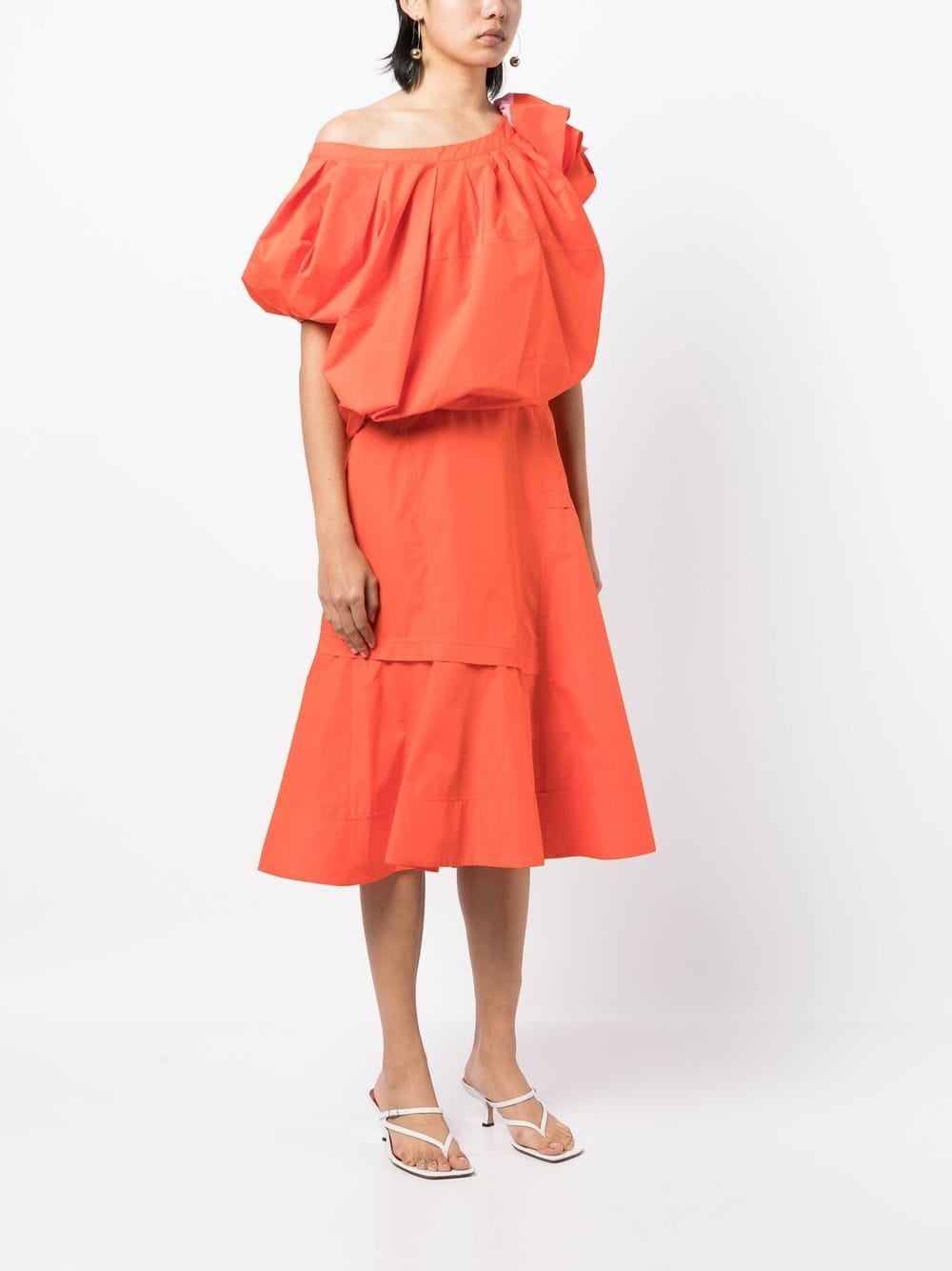 Shop 3.1 Phillip Lim / フィリップ リム Gathered-detail Off-shoulder Dress In Orange