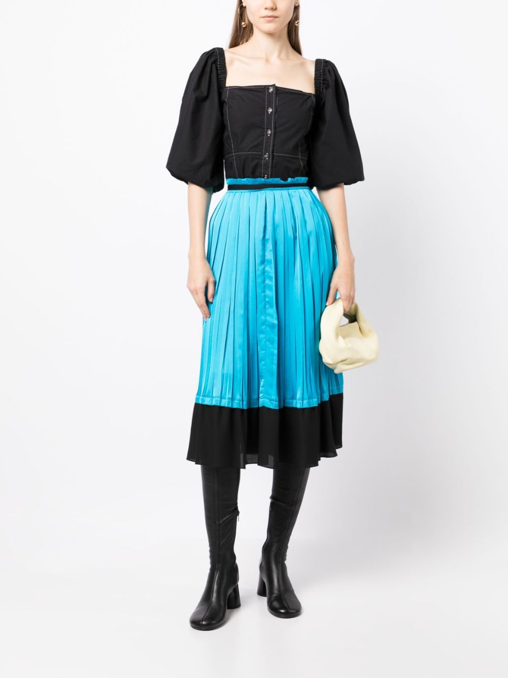 Shop 3.1 Phillip Lim / フィリップ リム Pleated Satin Midi Skirt In Blue