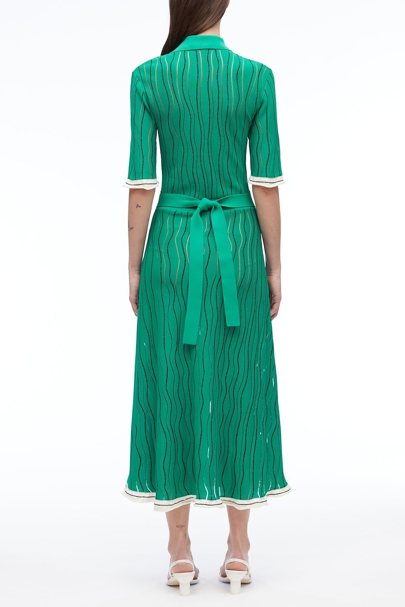 Art Nouveau Jacquard Polo Dress-green #0 Art Nouveau Jacquard Polo Dress, null- 2