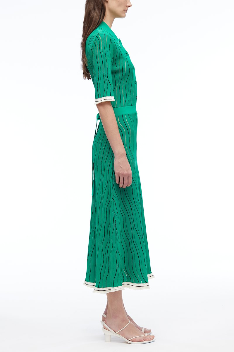 Art Nouveau Jacquard Polo Dress-green #1 Art Nouveau Jacquard Polo Dress, null- 1