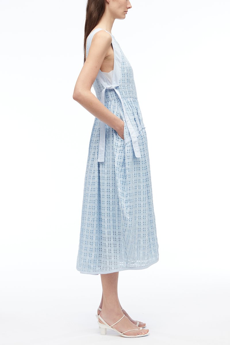 Taffeta Check Sleeveless Dress-blue #1 Taffeta Check Sleeveless Dress, null- 1
