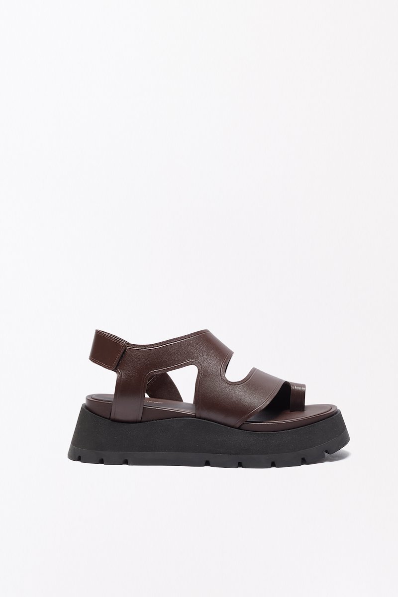 Kate Lug Sole Wave Sandal-brown #0 Kate Lug Sole Wave Sandal, Kate lug-sole sandals from 3.1 PHILLIP LIM featuring chocolate brown, calf leather, branded leather insole, open toe, buckle-fastening ankle strap and rubber lug sole.- 0