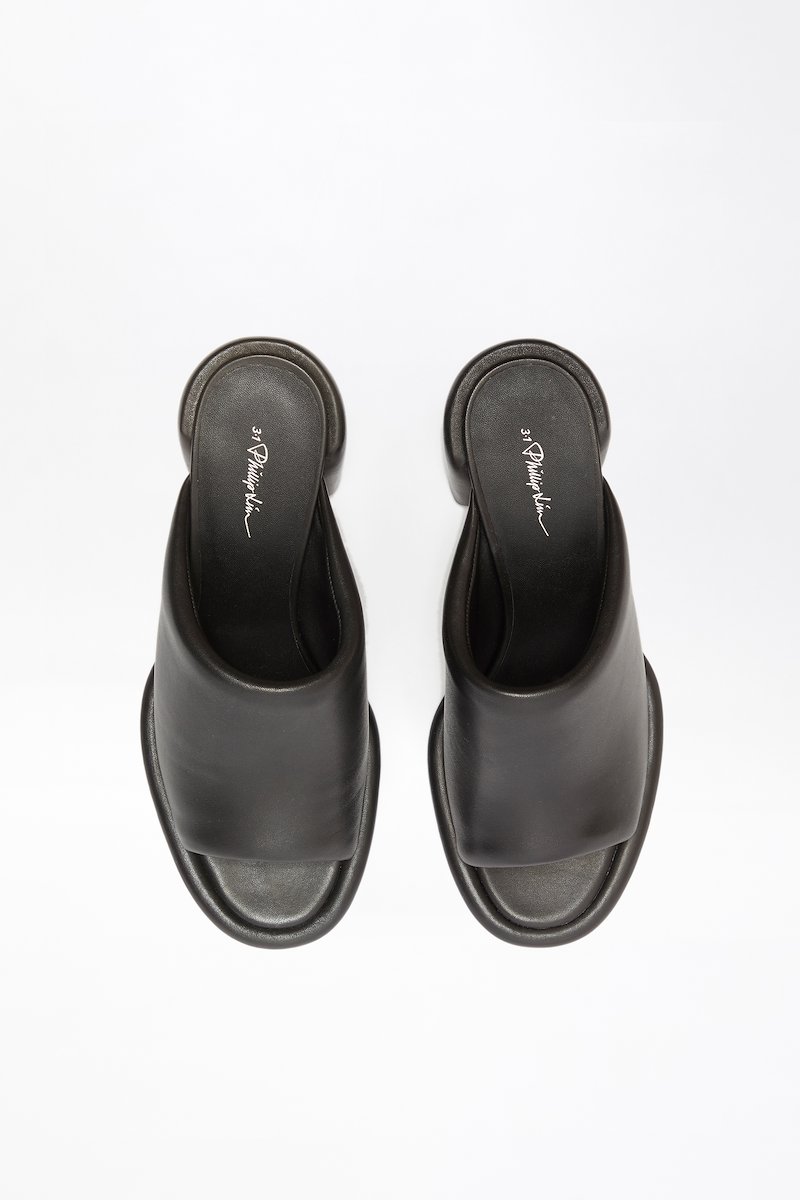 Naomi Pillow Petite Mule-black #1 Naomi Pillow Petite Mule, Naomi Pillow 70mm leather mules from 3.1 PHILLIP LIM featuring black, calf leather, branded insole, open toe, slip-on style, mid block heel and 70mm.- 1