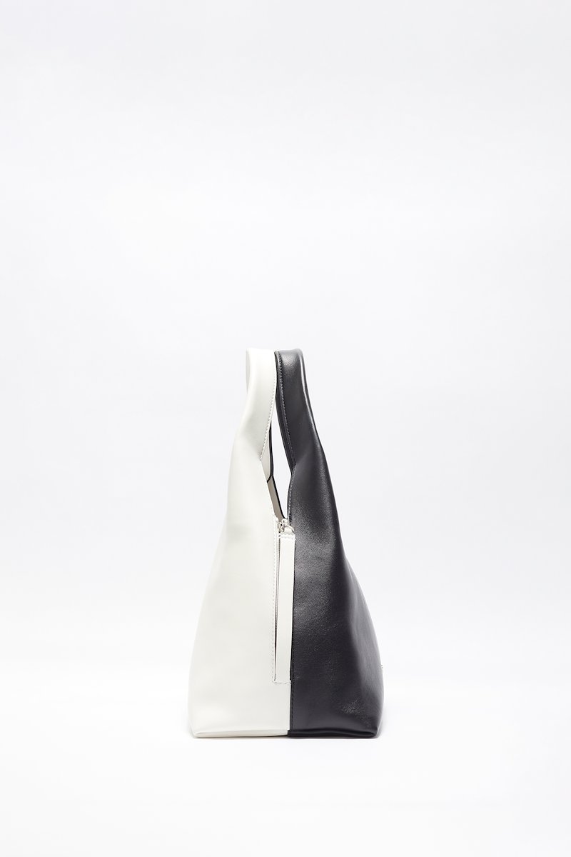 Small Prism Tote-white #1 Small Prism Tote, small Prism tote bag from 3.1 PHILLIP LIM featuring white/black, lambskin, two-tone design, silver-tone logo plaque, side zip fastening, two top handles, main compartment and removable pouch.- 1