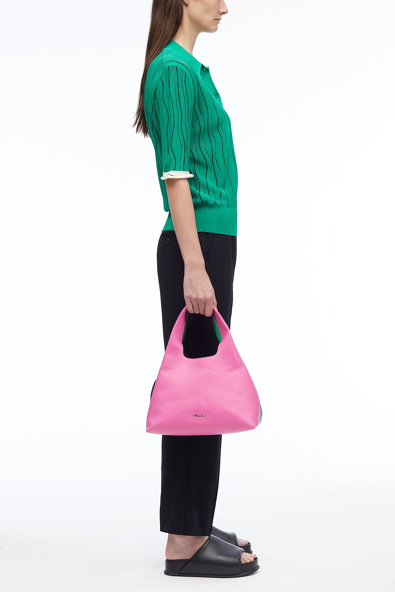 Small Prism Tote-green #1 Small Prism Tote, small Prism tote bag from 3.1 PHILLIP LIM featuring green, pink, lambskin, two-tone design, silver-tone logo plaque, side zip fastening, two top handles, main compartment and removable pouch.- 3
