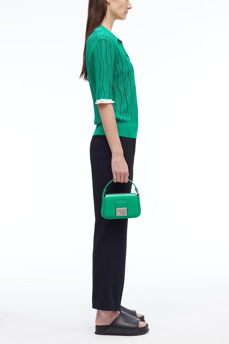 Pashli Micro Chain-green #1 Pashli Micro Chain, small Pashli crossbody bag from 3.1 PHILLIP LIM featuring green, calf leather, logo-engraved silver-tone hardware, foldover top, single top handle, detachable chain-link shoulder strap and main compartment.- 1