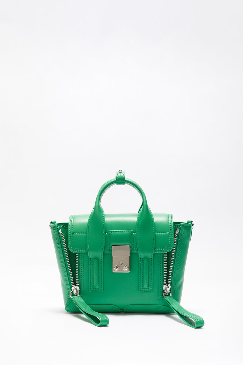 Pashli Mini Satchel-green #0 Pashli Mini Satchel, mini Pashli satchel bag from 3.1 PHILLIP LIM featuring green, calf leather, zip details, silver-tone clasp fastening, two top handles, adjustable detachable shoulder strap and main compartment.- 0