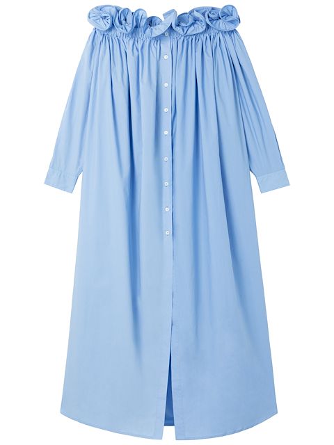 AZ FACTORY x Lutz Huelle Sunset ruffle-trim off-shoulder midi dress