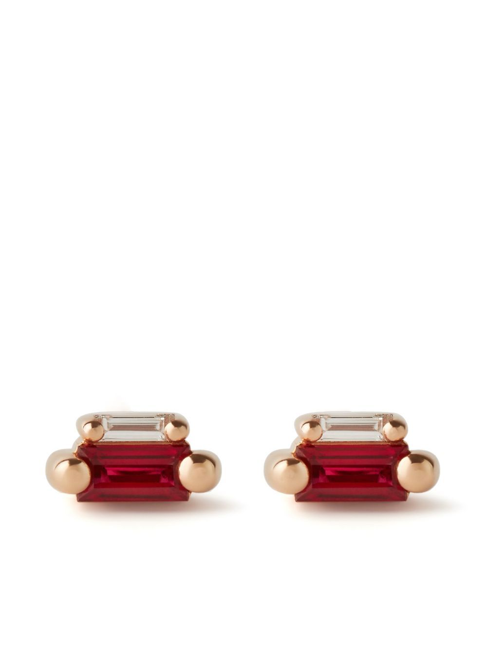 

Suzanne Kalan 18kt rose gold ruby and diamond earrings - Pink