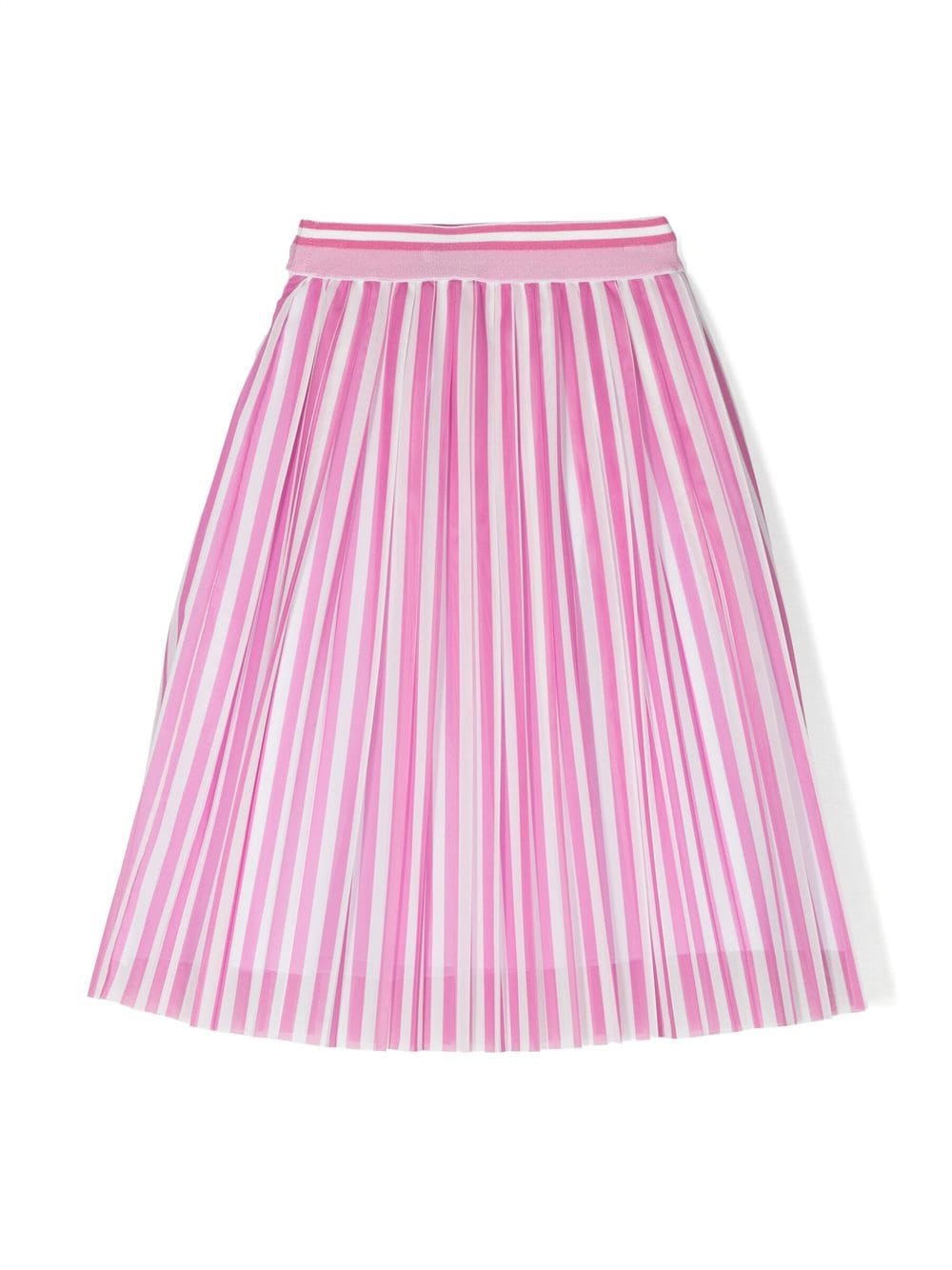 Lapin House Kids' Striped Pleated Midi Skirt In Pink