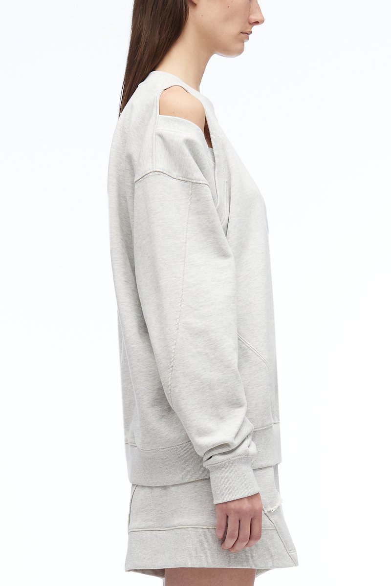 Oversized Patched Crewneck Sweatshirt-grey #0 Oversized Patched Crewneck Sweatshirt, null- 2