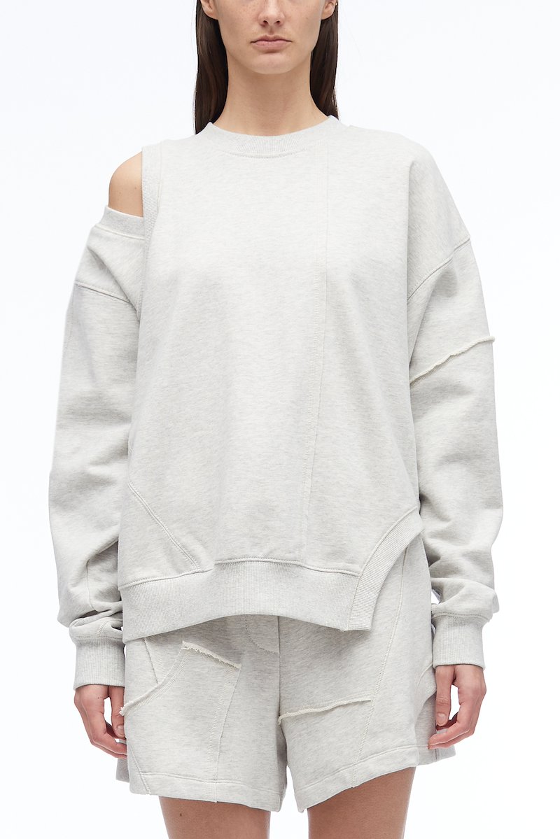 Oversized Patched Crewneck Sweatshirt-grey #1 Oversized Patched Crewneck Sweatshirt, null- 1