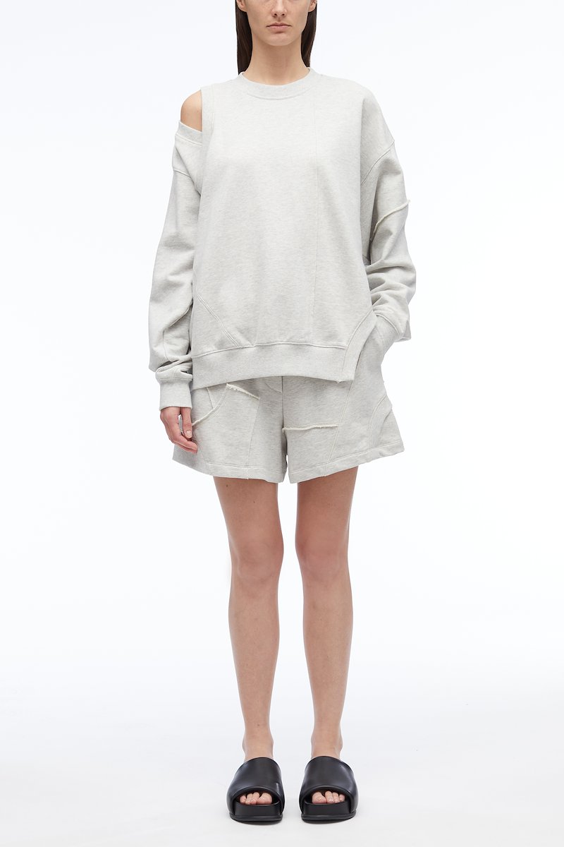 Oversized Patched Crewneck Sweatshirt-grey #0 Oversized Patched Crewneck Sweatshirt, null- 0