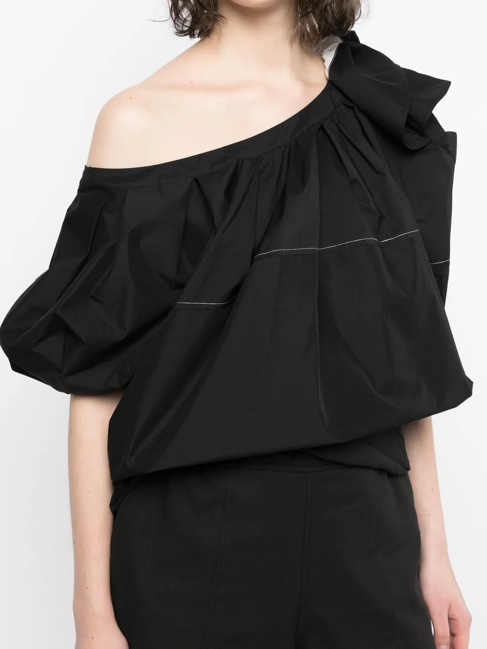 3.1 Phillip Lim Gathered-detail Off-shoulder Blouse In Black
