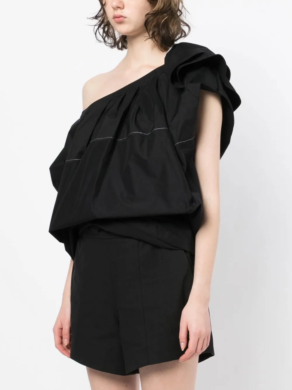 3.1 Phillip Lim Gathered-detail Off-shoulder Blouse In Black