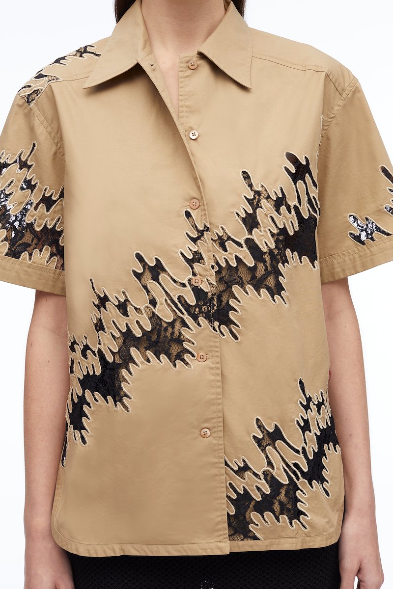 Squiggle Lace Camp Shirt-brown #1 Squiggle Lace Camp Shirt, null- 5