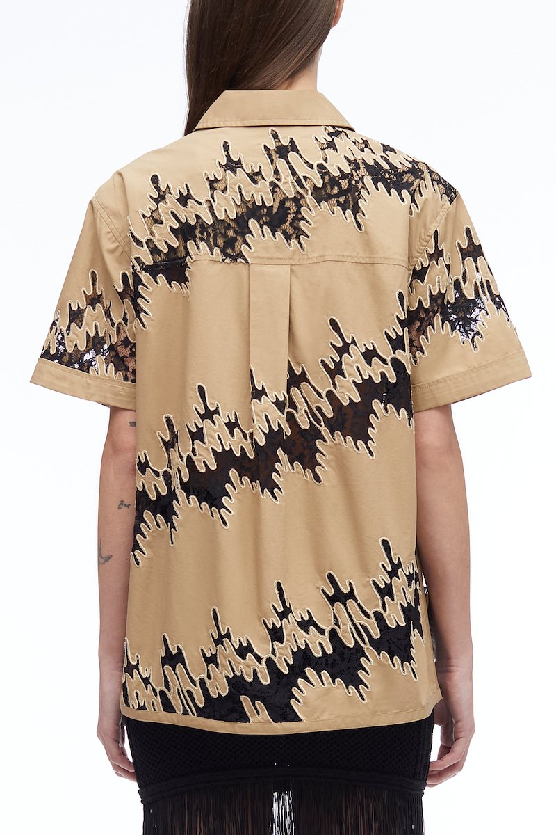 Squiggle Lace Camp Shirt-brown #1 Squiggle Lace Camp Shirt, null- 3