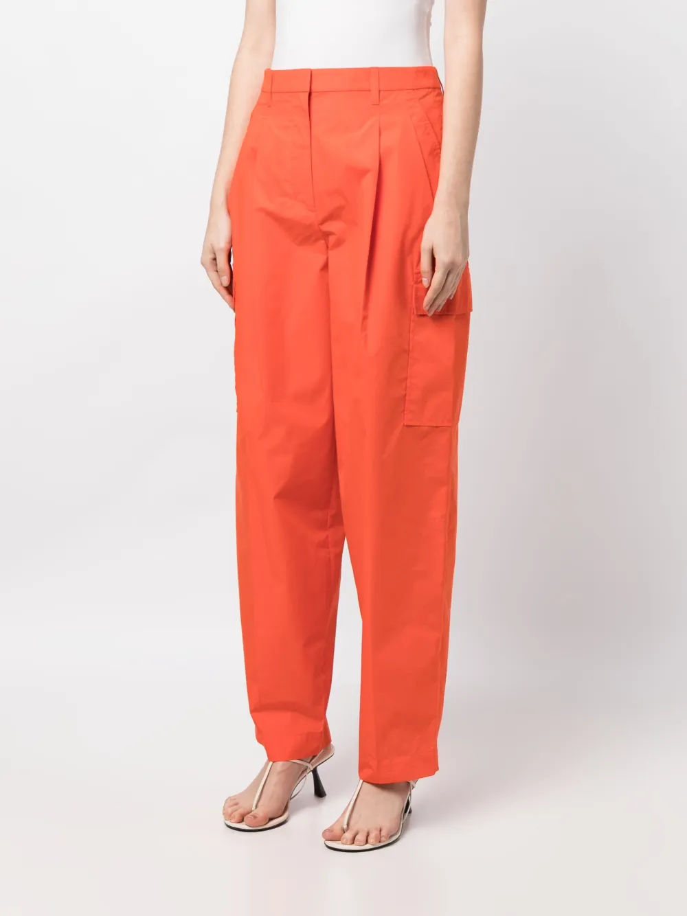 3.1 Phillip Lim Poplin-texture Cargo Trousers In Orange