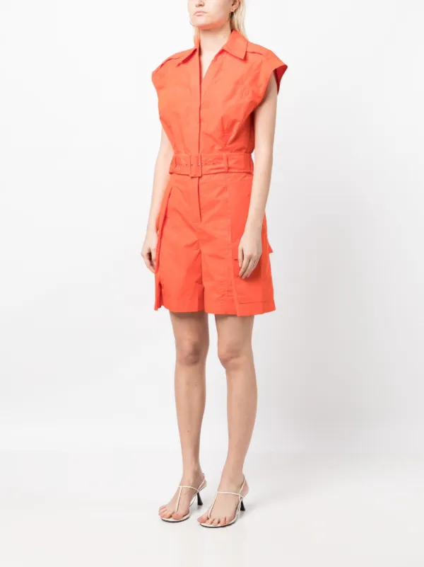 Phillip Lim Sleeveless belted-waist Playsuit Orange FARFETCH IN