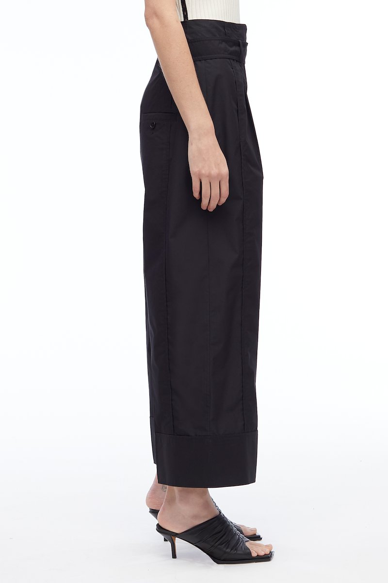 Poplin Wide Leg Pant-black #0 Poplin Wide Leg Pant, pleat-detail belted cropped trousers from 3.1 PHILLIP LIM featuring black, cotton blend, pleat detailing, high-waisted, detachable belt, belt loops, concealed front fastening, two side slit pockets, rear button-fastening pocket and cropped leg.- 2