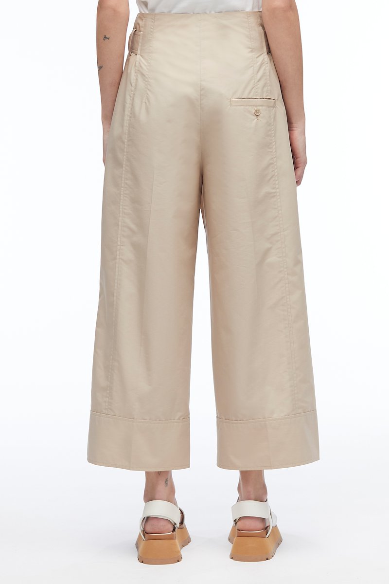 Poplin Wide Leg Pant-neutrals #1 Poplin Wide Leg Pant, pleat-detail cropped trousers from 3.1 PHILLIP LIM featuring beige, cotton blend, pleat detailing, high waist, detachable belt, belt loops, two side slit pockets, rear button-fastening pocket and cropped leg.- 3