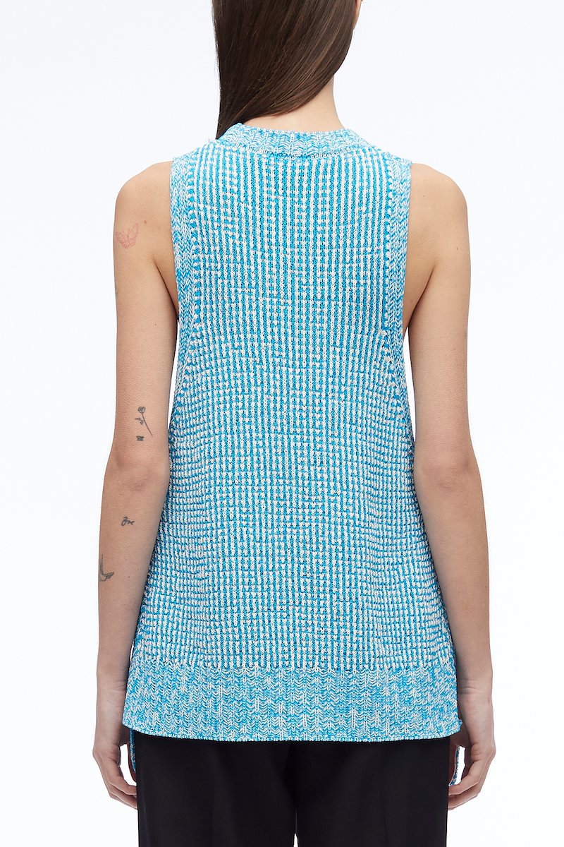 Textured Sleeveless Pullover-blue #1 Textured Sleeveless Pullover, null- 3