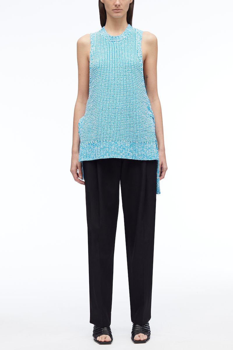 Textured Sleeveless Pullover-blue #0 Textured Sleeveless Pullover, null- 0