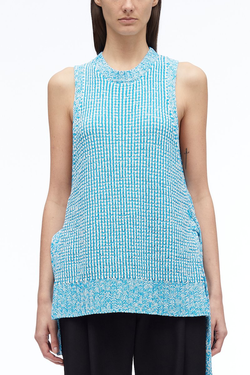 Textured Sleeveless Pullover-blue #1 Textured Sleeveless Pullover, null- 1