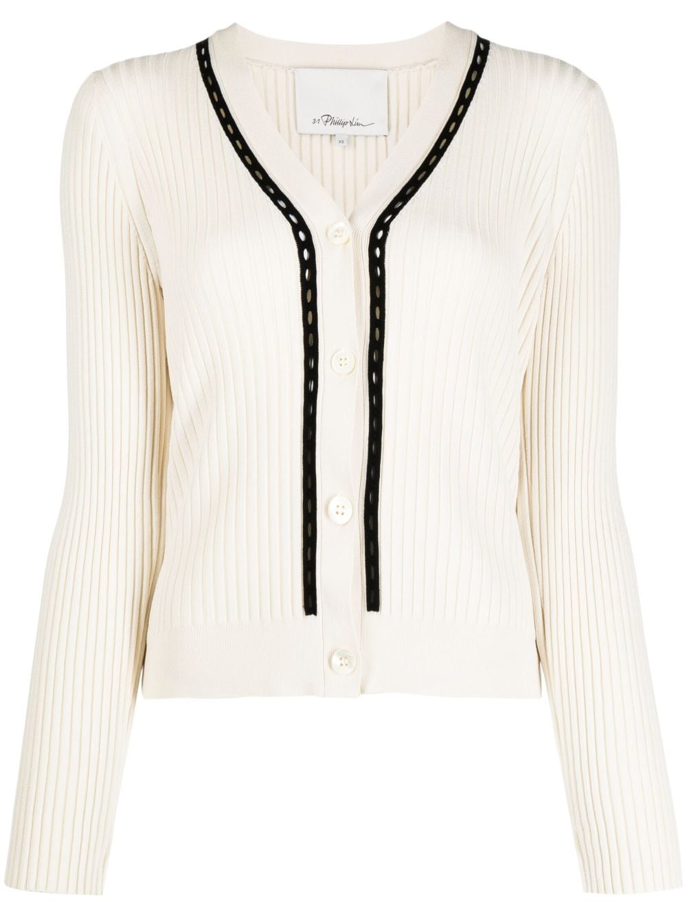 3.1 Phillip Lim / フィリップ リム Contrasting Ribbed-knit Cardigan In Weiss