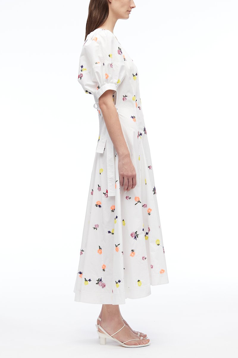Sequin Embellished Puff Sleeve Midi Dress-white #1 Sequin Embellished Puff Sleeve Midi Dress, null- 1