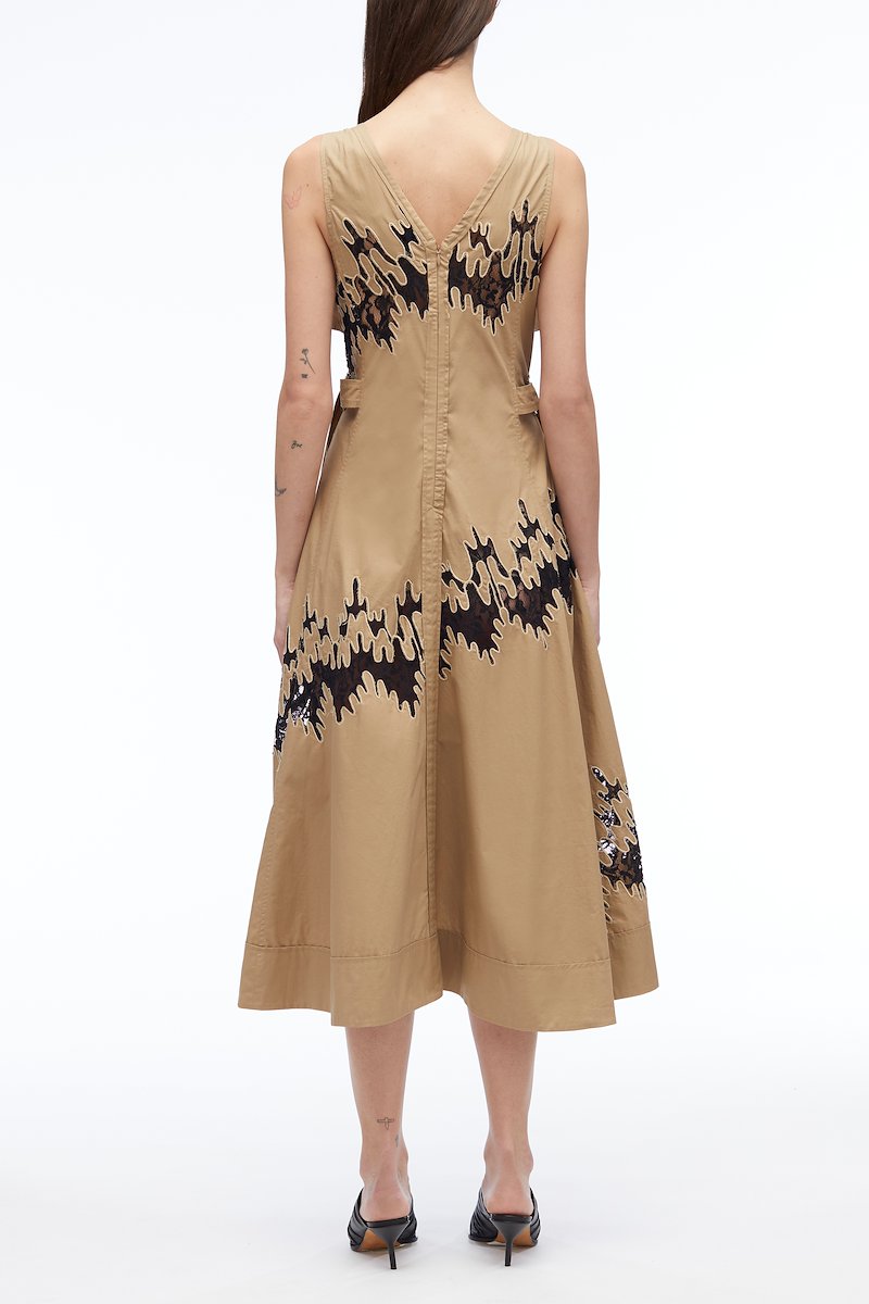 Wrap Front Squiggle Lace Dress-brown #0 Wrap Front Squiggle Lace Dress, null- 2