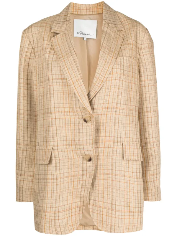 Womens oversized hot sale plaid blazer