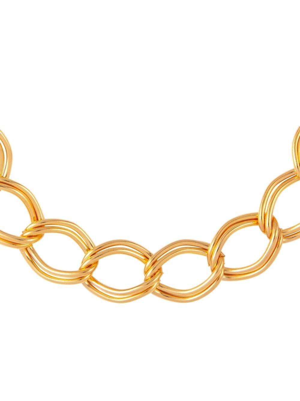 Pre-owned Susan Caplan Vintage 1980s Double Chain-link Necklace In Gold