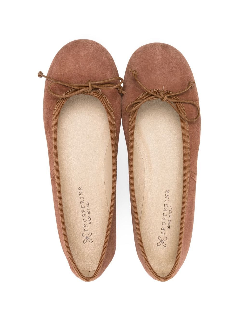 Shop Prosperine Bow-detail Suede Ballerina Shoes In 褐色