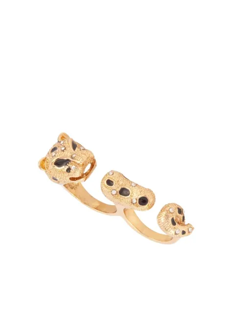 Susan Caplan Vintage 2000s Panther crystal-embellished knuckleduster ring