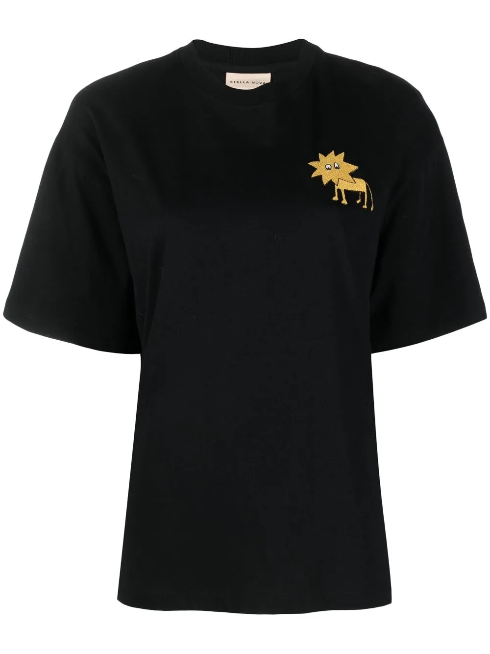 

Stella Nova lion-print cotton T-shirt - Black
