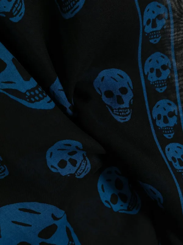 Alexander McQueen skull-print frayed-edge Scarf | Black