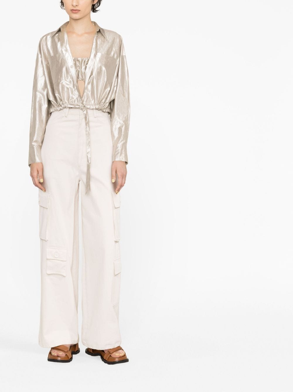 Dorothee Schumacher Metallic Crop Top And Shirt Set - Farfetch