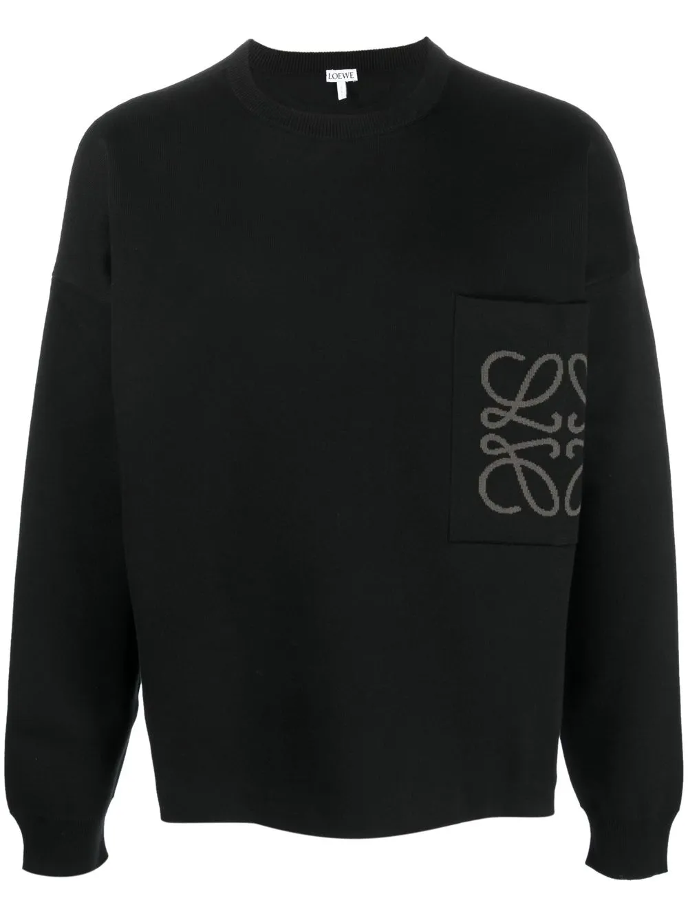 LOEWE suéter con cuello redondo y logo en intarsia | negro | Image 1