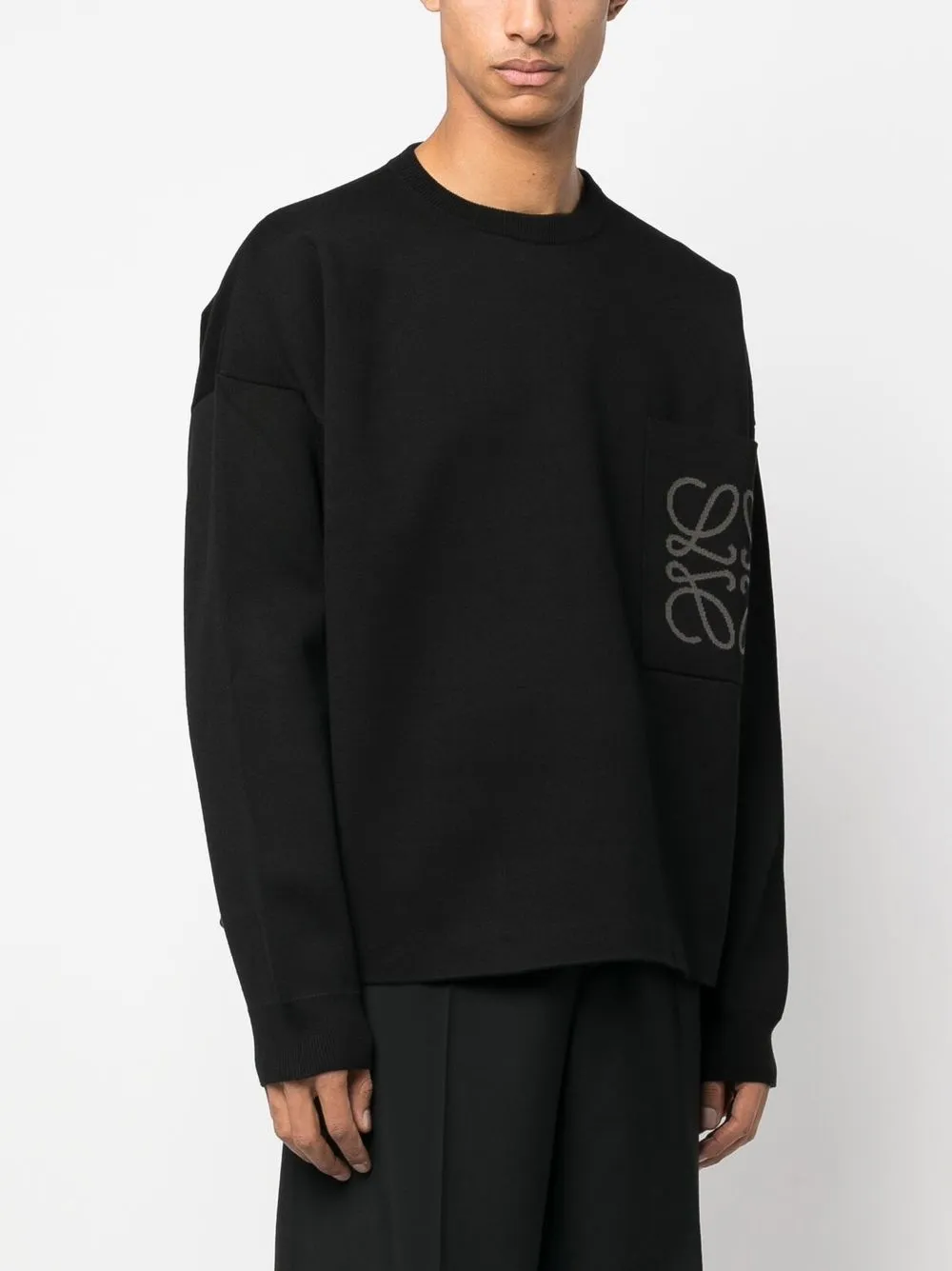 LOEWE ブラック 長袖カットソー Oversized fit long sleeve T-shirt in cotton Black - LOEWE