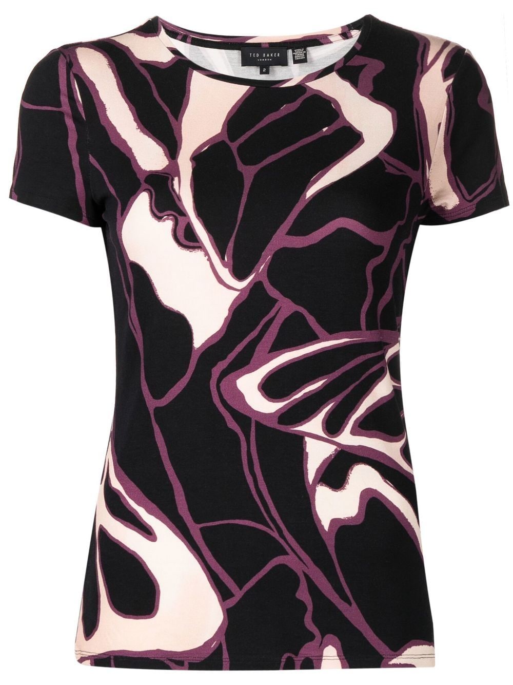 Shop Ted Baker Chrissi Abstract-print T-shirt In Black