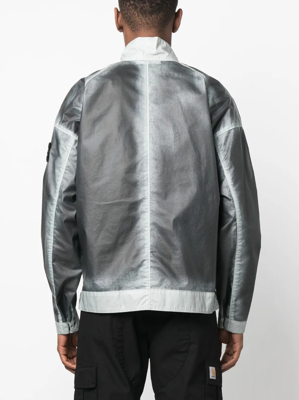 Stone Island Grey Mussola Gommata Biker Jacket In Grey