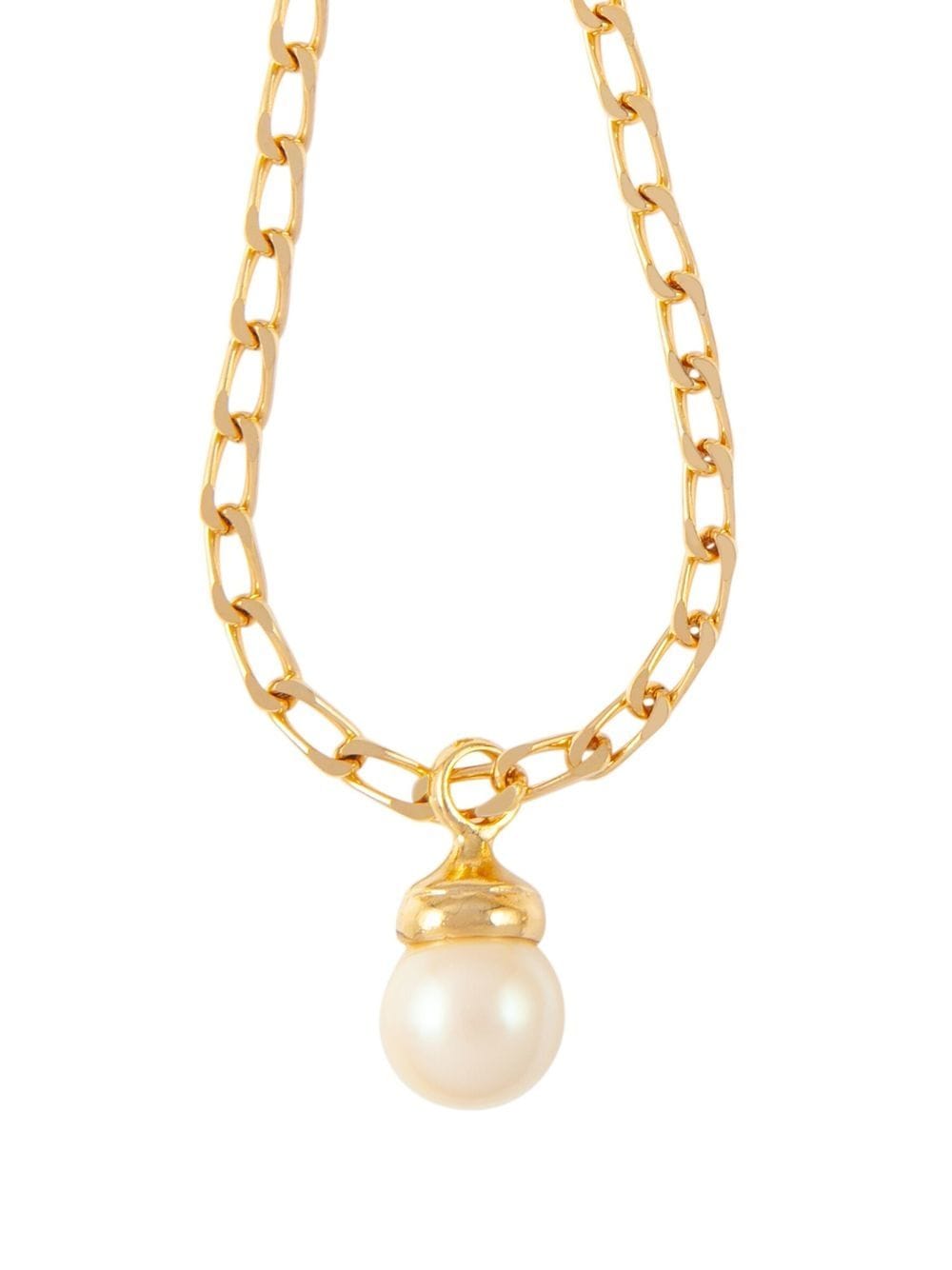 Pre-owned Susan Caplan Vintage 1980s Pearl-charm Chain Necklace In Gold