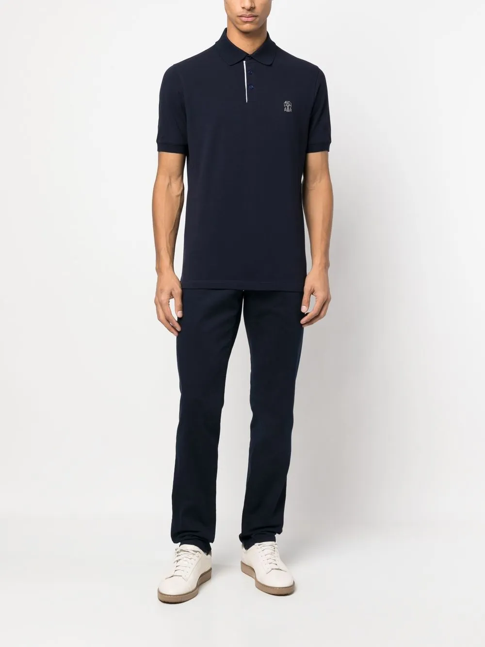 Brunello Cucinelli Poloshirt met borduurwerk - Blauw