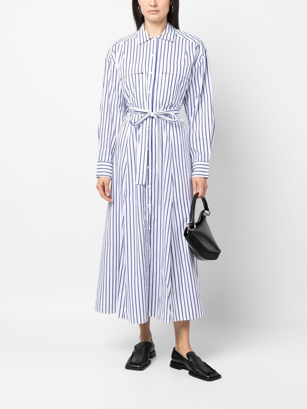 Shop Ivy & Oak Mirando Stripe-print Midi Shirtdress In Blue