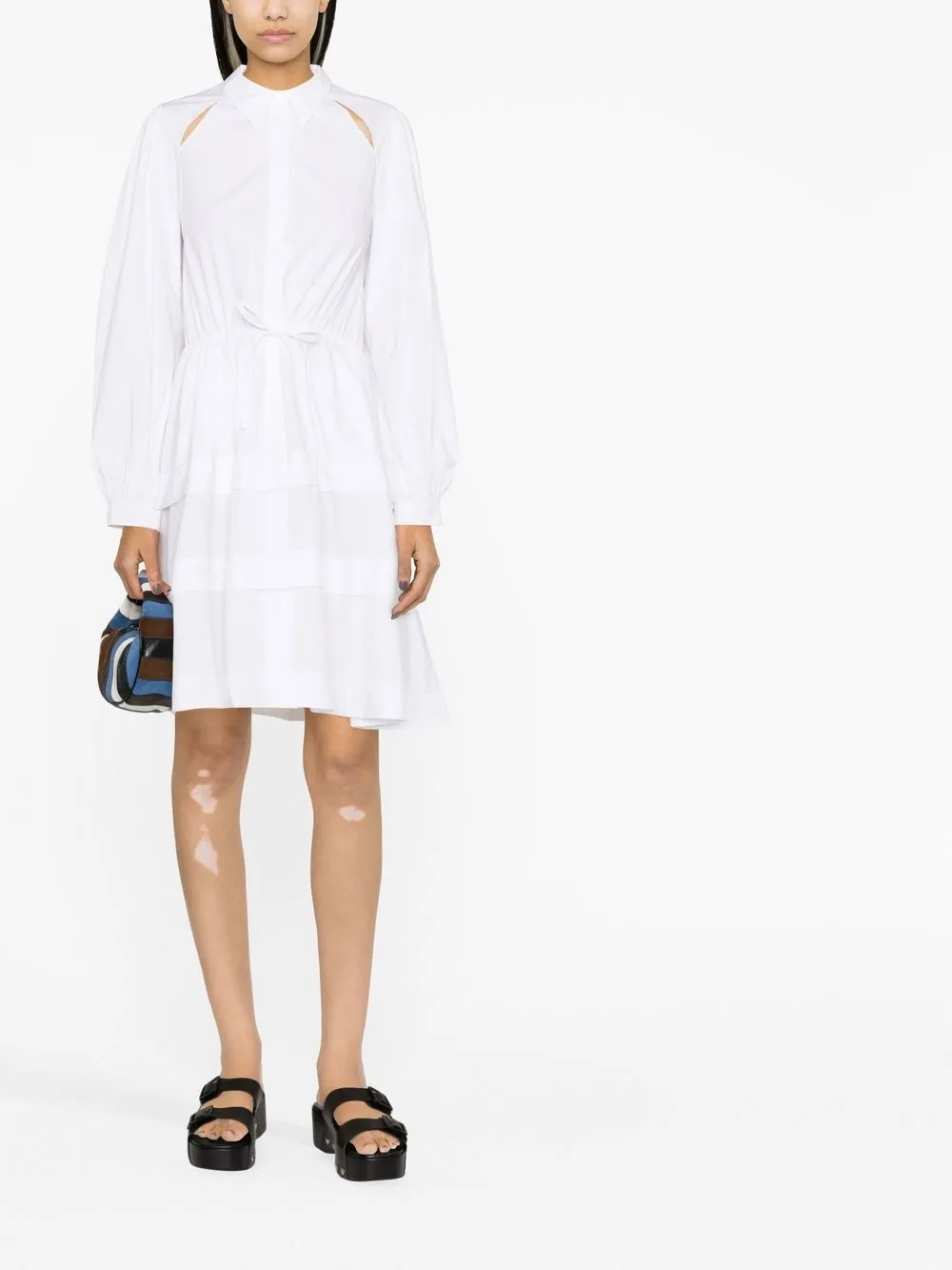 Dorothee Schumacher cut-out detail shirtdress - Wit