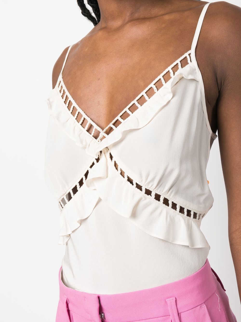 Shop Dorothee Schumacher Silk Strappy Vest Top In Neutrals