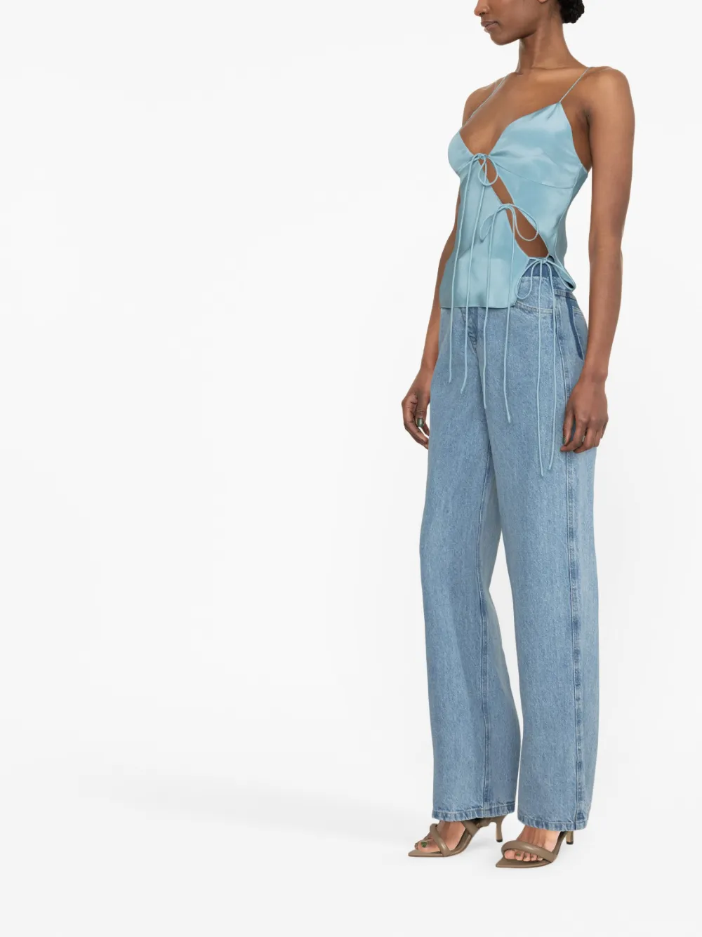 Christopher Esber Slope Silk lace-up Camisole | Blue | FARFETCH Christopher Esber Slope Silk lace-up Camisole | Blue | FARFETCH