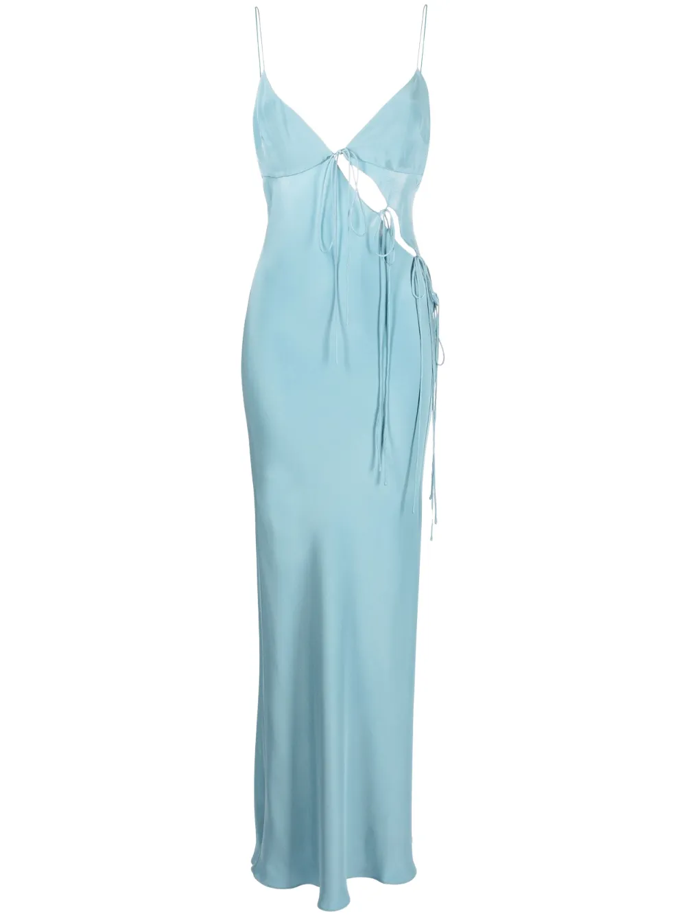 Christopher Esber Blue Slope Tie Silk Maxi Dress